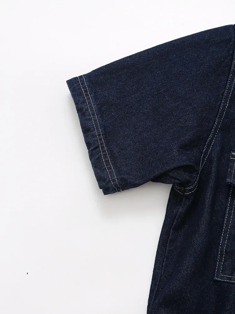 2024 Spring New Women's Turn Down Collar Denim Blue Color Casual Fashion Denim Short Shirt Jacket details