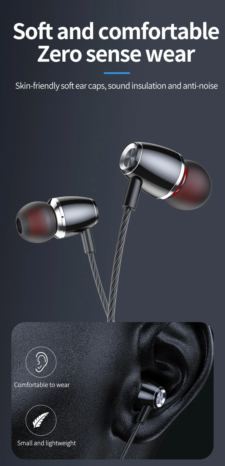Metal Type-C 3.5mm In-ear Wired Earphone Microphone Headset Adjustable Heavy Bass ENC Noise Cancelling IPX5 Waterproof for