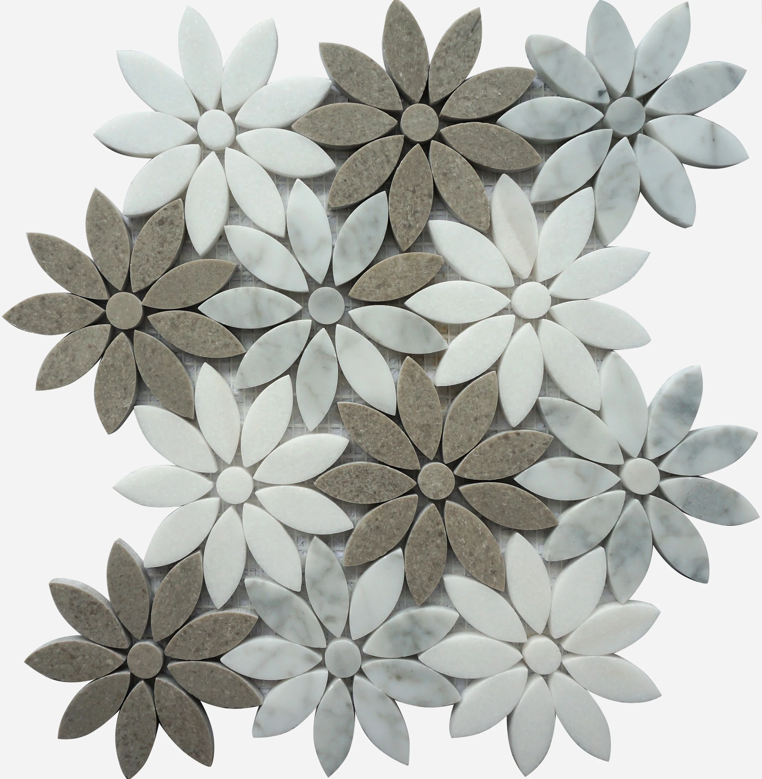 Irregular shape grey color stone waterjet mosaic tile