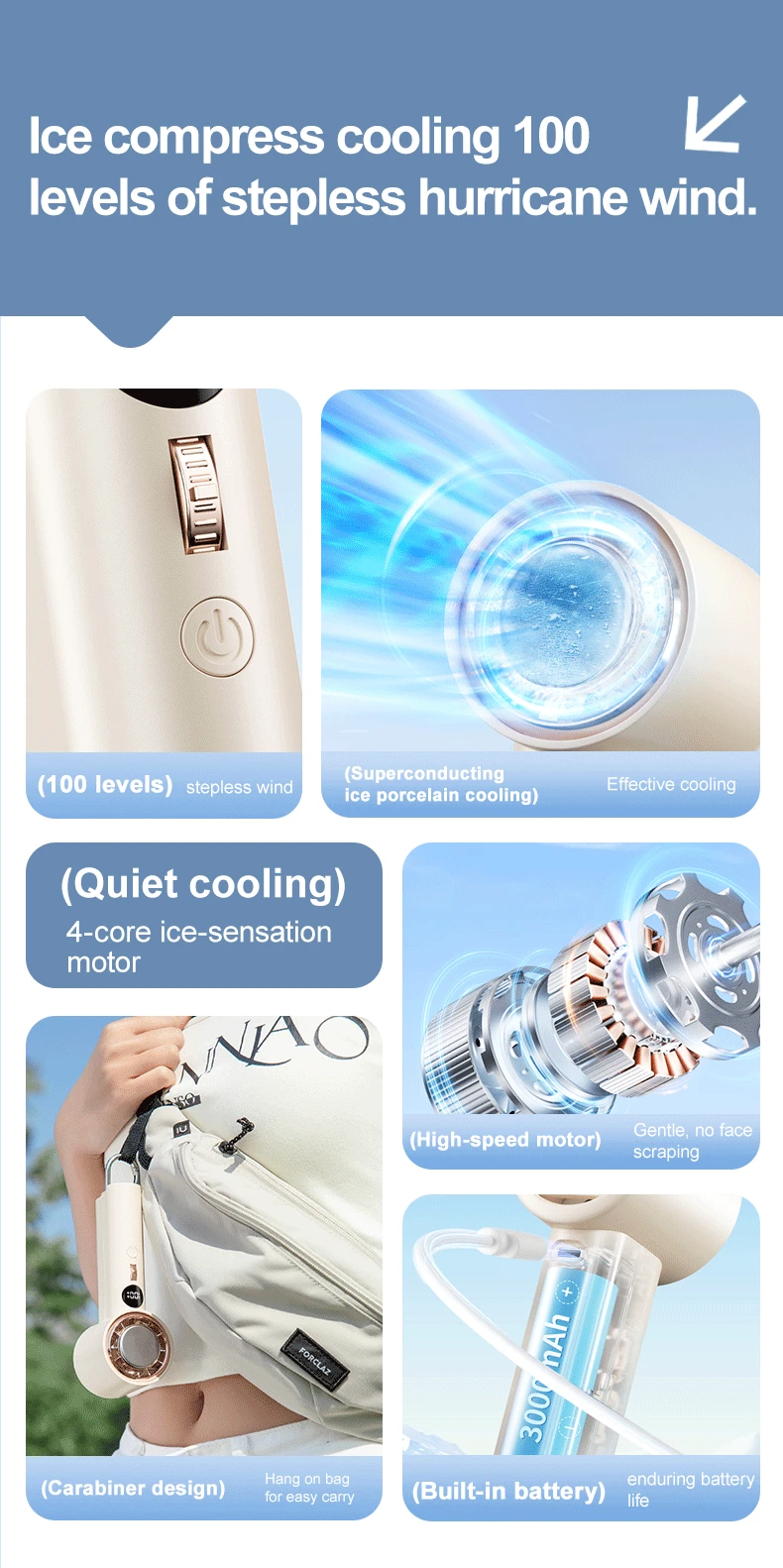 Potable Mini Fan, 3.7V, USB - detail 4