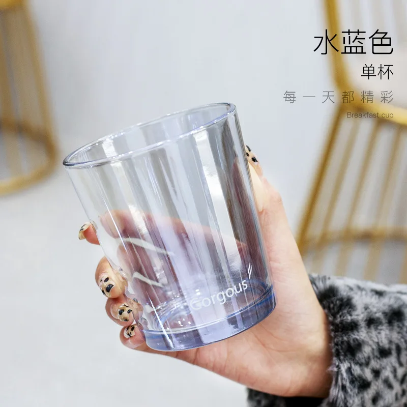 Factory Glass Coffee Cup Electroplate Color Customized Available Glass Tea Cups With Straw And Lid 350ml/450ml Capacity