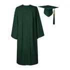 Green High School School 12 Colors Deep Green Matte Graduation Gown Cap Tassel Set 2021 For High School Bachelor