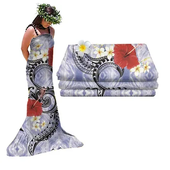 Mornkid Design Custom Polynesian Fabric Frangipani Dresses Use Custom Pattern Digital Printing Polyester Fabric