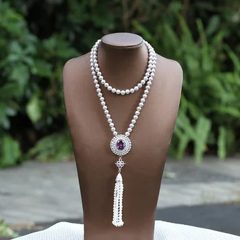 Most Popular Pearl Shell Shape Long Necklace Pendant, Bead Chain Necklace Design For Girl's