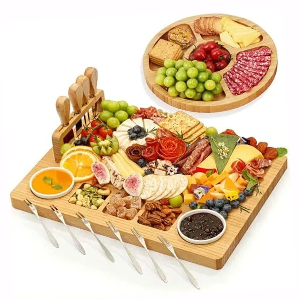 product premium kitchen comfort edition gift set bamboo cheese board and chopping blocks for party-6