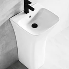 1 Piece Ceramic Material Single Tap Hole 1 Piece Pedestal Basin In White