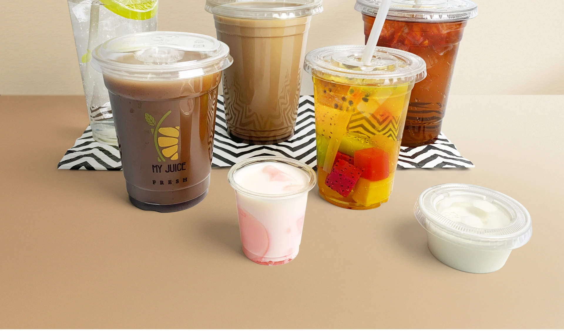 2021 newly compostable 1oz/4oz/5oz/6oz/8oz sauce bubble tea boba beverage coffee cups clear pla biodegradable cup with seal lid