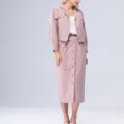 Jacket Ladies Pink Long Sleeve Turn Down Collar Casual Mujer Jacket Blazer Suit Set Fall Jacket 2021 Woman