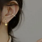 Jewelry Earrings Gemenl Gold Plated Jewelry Small Cartilage Bead Disc Dangle Drop Huggie Hoop Earrings