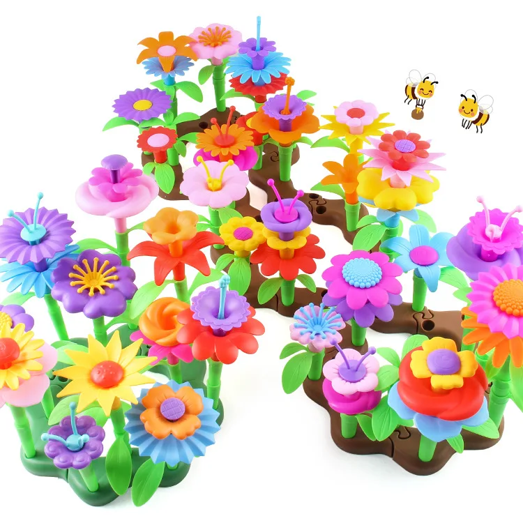 New Kids Plastic Diy Assemble Stem Floral Play Set Educational Plant