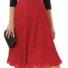 Skirt Wholesale Women's Elastic High Waist Chiffon Solid Pleated Casual Long Pleated Skirt