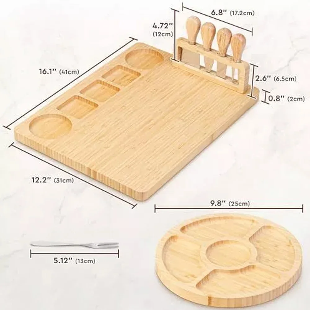 product premium kitchen comfort edition gift set bamboo cheese board and chopping blocks for party-10