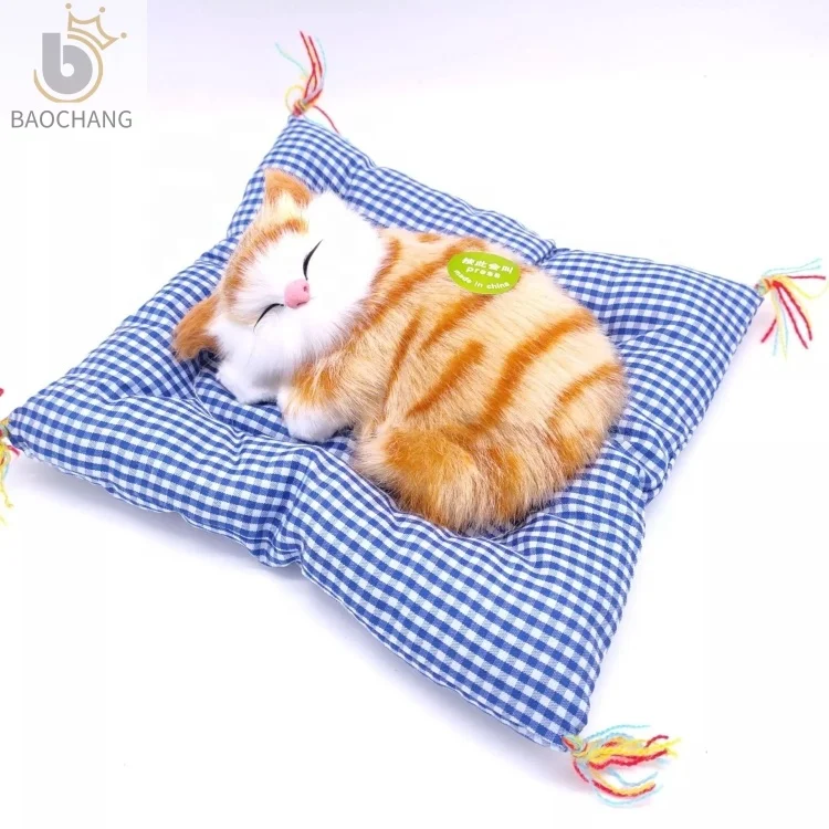 Stuffed Toys Lovely Simulation Animal Doll Plush Sleeping Cats Toy with Sound BE 