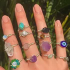 Hand Rings Rings New Arrival Hand Wire Wrapped Crystal Color Healing Natural Stone Rings Jewelry Women