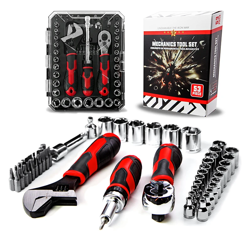 Home Repair Tool Kit: General Household Hand Kit with Plastic Toolbox Storage Case for Homeowner - 53-Piece Hcd333572d9634e14af125e034677fae8V