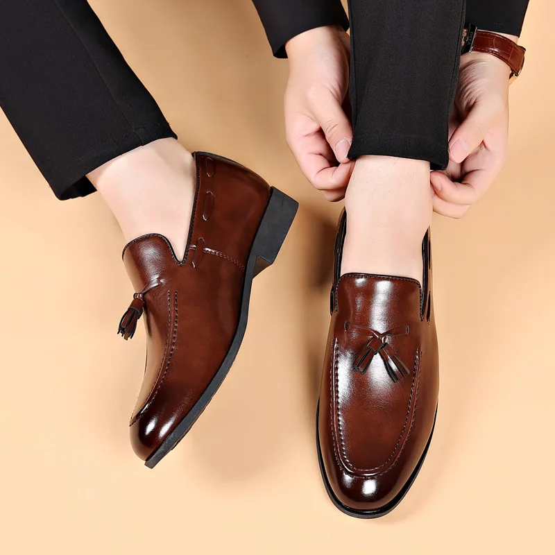 2024 Summer New Leather Shoes Men Large Size Business Formal Casual Shoes Wedding Lace-up Men's Shoes