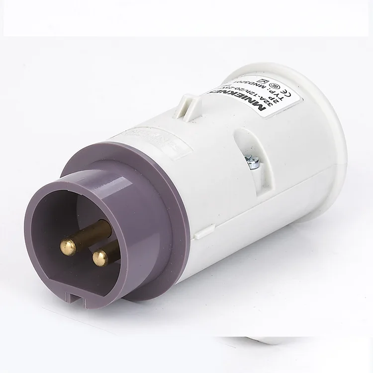 Waterproof Industrial Plug IEC Low Voltage 2 Pin 24V Purple Shell