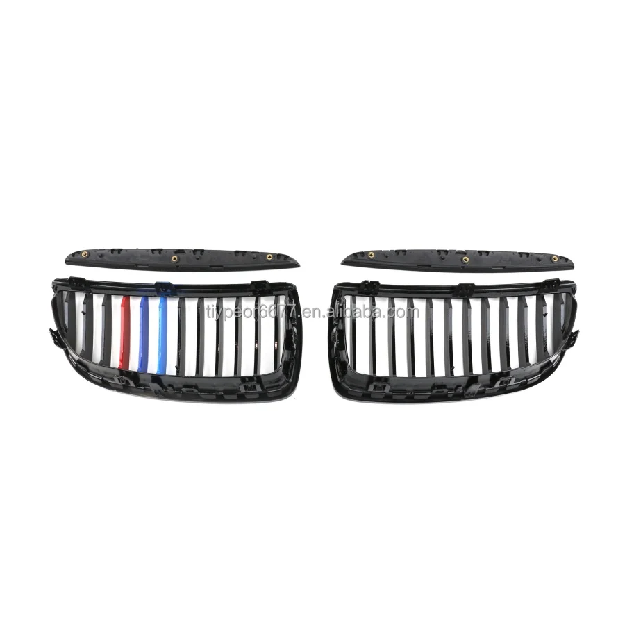 product tiypeor three color front hood kidney grill single slat car grille for bmw e90 e91 3 series 2005 2006 2007 2008 gloss black-8