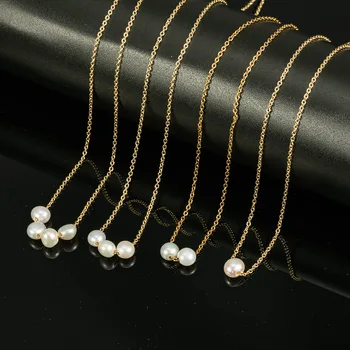 stainless steel 18K gold chain baroque fresh water pearl bead jewelry necklaces wholesale freshwater pearl choker necklace