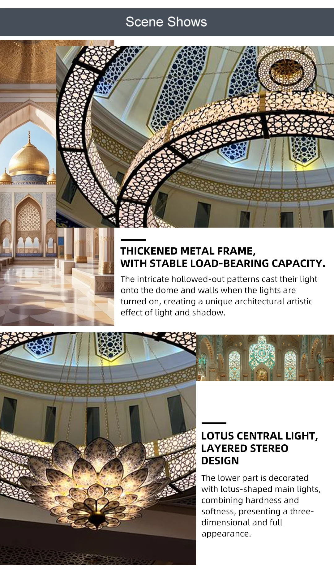 cpl 003 custom islamic mosque chandelier heavy duty led art installation for large prayer hall project-2