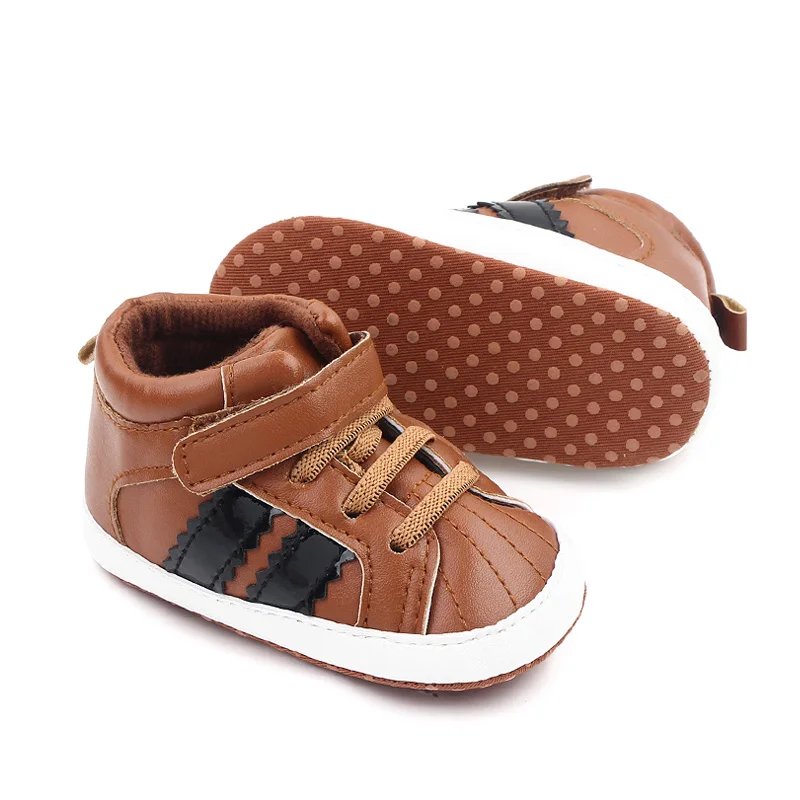 Spring and autumn new 3-6-12 months Bao Bao star stripes fashion cool high top toddler shoes manufacture