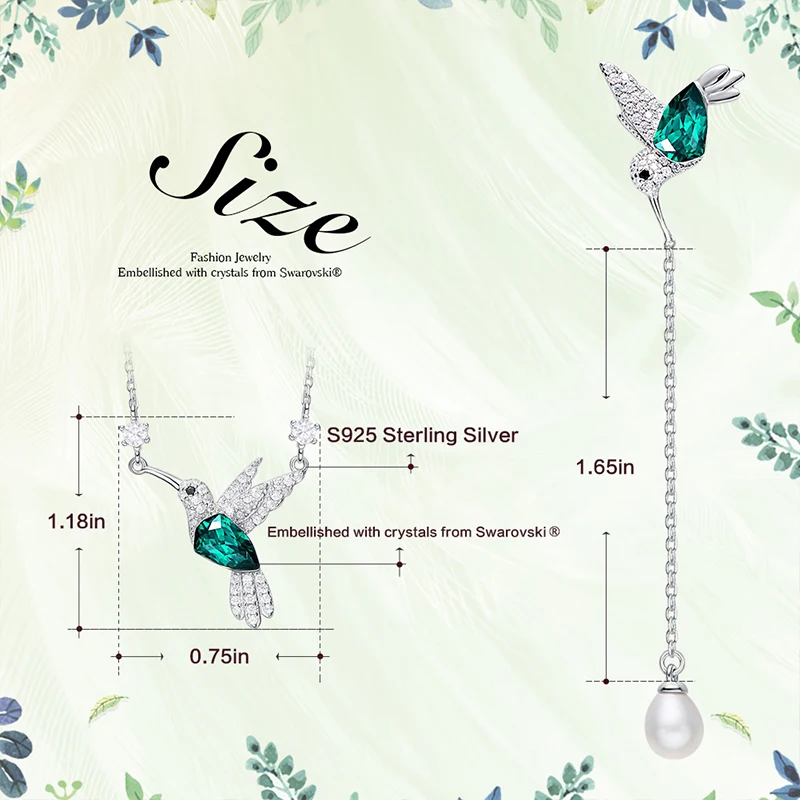 CDE S-YN0692 Original Design Jewelry 925 Sterling Silver Bird Necklace Jewellery Set Cute Animal Silver Jewelry Set For Women