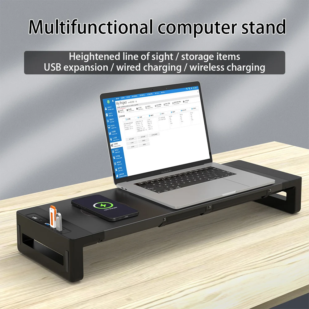 Monitor Foldable Stand Riser Usb3.0 Hub Support Data Transfer And