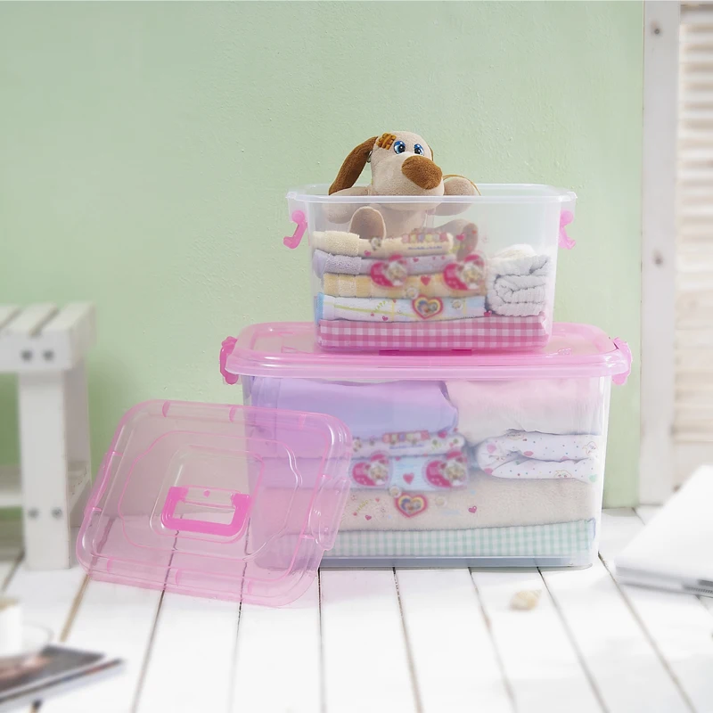 12 L, Sin Bandeja USE FAMILY Space Box 3 Cajas de almacenaje plastico transparente 12 Litros Apilables|Caja Organizador juguetes 