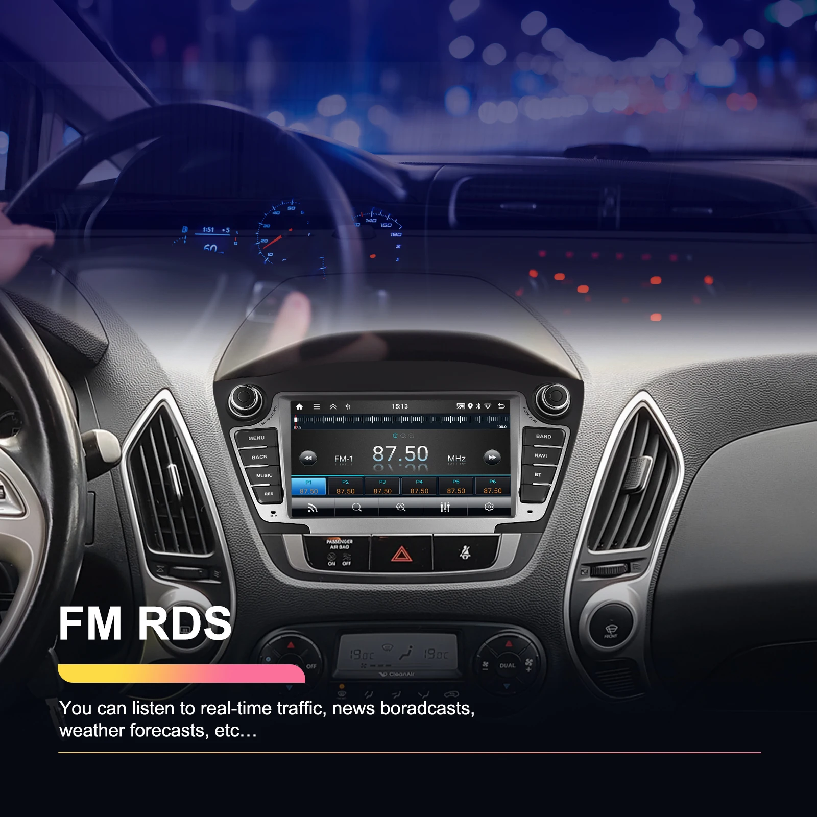 Podofo 7'' 2+64GB Android Car Radio Stereo Wireless Carplay Android Auto Wifi DVR EQ GPS for Hyundai Tucson/IX35 2009-2015 OEM A4251 manufacture