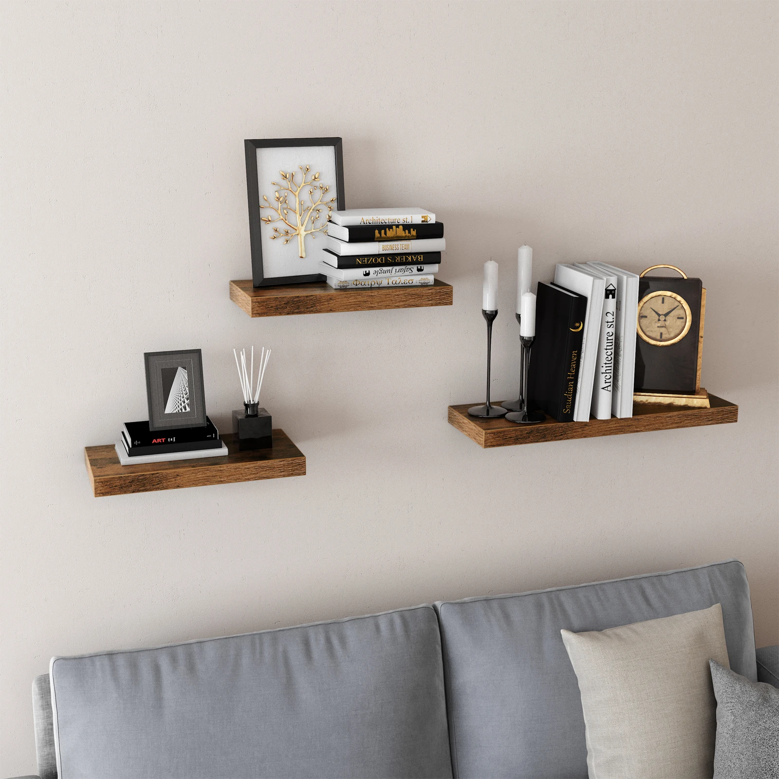 VASAGLE home Decor Floating Rustic Shelf Customized Wood Display Shelf Wall Shelf For Living Room