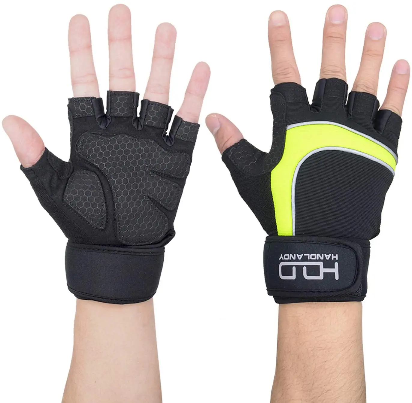 New Neoprene Weight Lifting Training Fingerless Glove Workout GYM Black Gloves 