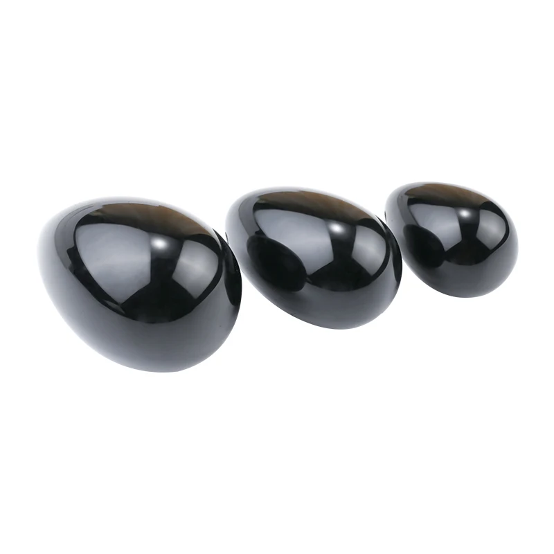 Black Obsidian Yoni Eggs Wholesale Drilled Natural Black Jade Eggs Women Kegel Exercise Balls