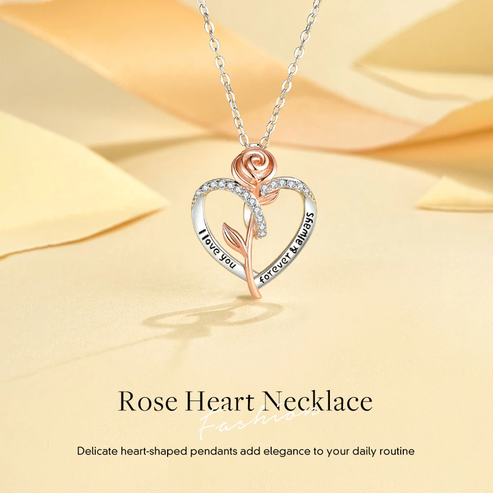 CDE YN1057 Fine Silver Jewelry Necklace Heart-Shaped 925 Sterling Silver Pendant Flower Necklace Plata Collar Heart Mom Necklace