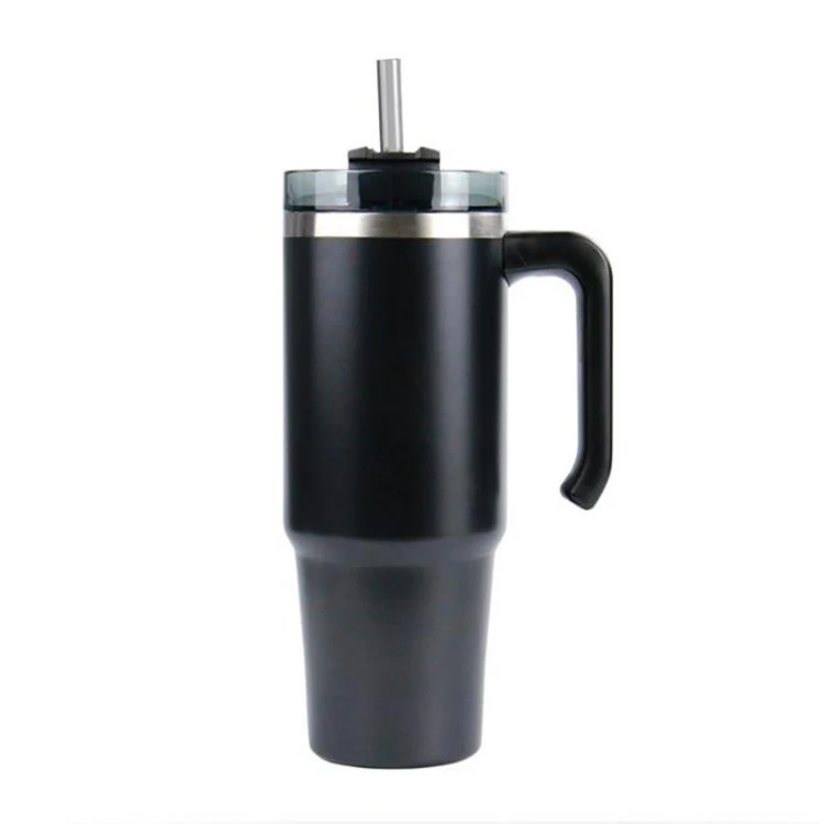 2022 New Fashion Vacuum Coffee Stainless Steel Straw Car Mug With Handle
