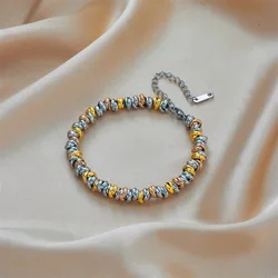 Tarnish free stainless steel gold Plated beads bracelet for women