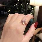 Ring Finger Heart Ring Ring Finger Ring Isunni Crown Ring Micro-set Zircon Double Finger Ring With Heart Shape