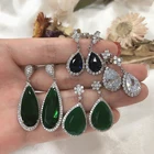 Cz Gold Earrings Low MOQ Fashions Women Diamond Cz Zircon 925 Sterling Silver Gold Water Tear Drops Earrings
