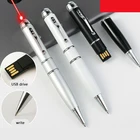 Usb Pen Light Promotional High Quality Usb Flash Drive Ballpoint Pen Custom Logo Metal Ball Pen With Laser Light