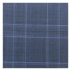 Fabric High Quality 98% Wool 2% Spandex Blue Plaid Stretch Worsted Woven Coat Suit Tweed Fabric For Clothes