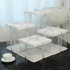 Box 6 8 10 12 Inch Square Black High Wedding Transparent Acetate Plastic Tall Clear Cake Box Packaging With Lid