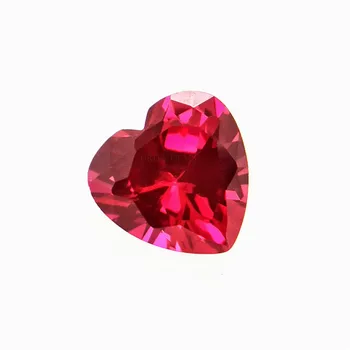 Synthetic Ruby 5# Heart CutPolished Loose Gemstone Factory Price blood Ruby Gemstone