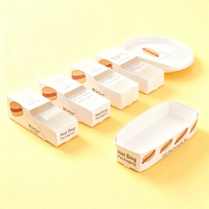 product recyclable rectangular shape coated hot dog break box delicious cookie pastry box-4
