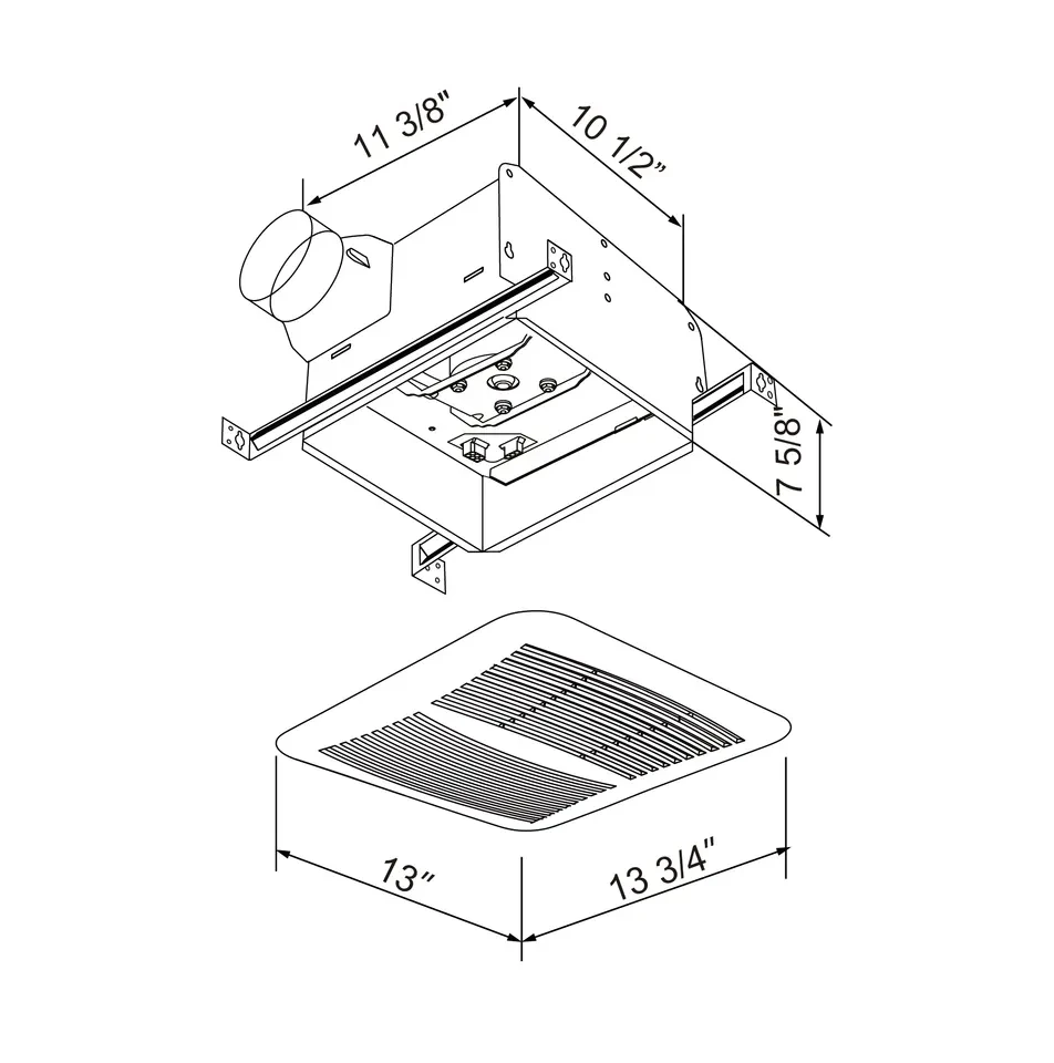 Exhaust Ceiling Ventilation Fan, 110CFM, Electric, Plastic - detail 14