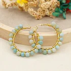 Hoop Wholesale Natural Raw Stone Earrings Boho Jewelry 2021 Big Stainless Steel Hoop Earrings 18k Gold Plated