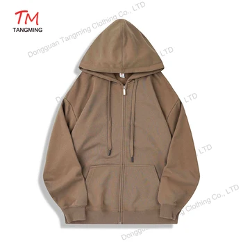 Custom Wholesale Hoodies Hoodies Acid Wash Vintage Blank Full Zip Up Hoodie Puff Print