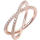 Ring Cz Amazon Hot Sale Gold Plated X Ring Simulated Diamond CZ Criss Cross Ring For Women