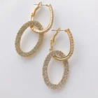 Gold Earrings Earrings 2021 High Quality Trendy Women Jewelry 18K Gold Plated Double Oval Rhinestone Earrings