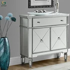 Silver Table Antique Silver Mirrored 3 Drawer Mirrored Bedside Table