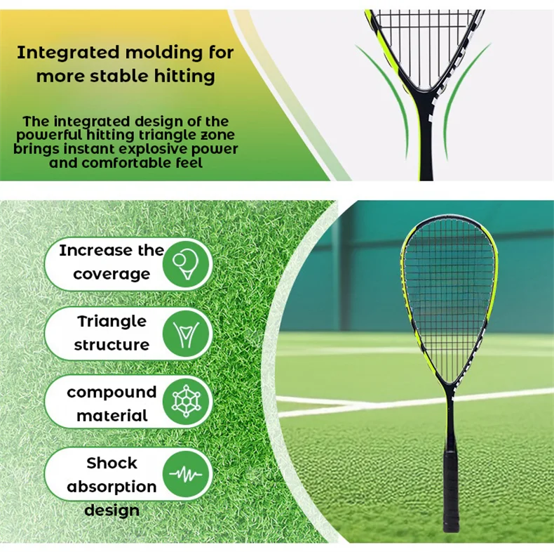 Professional Carbon Fiber Squash Racket With Nylon Net for Adults for Competition and Training manufacture