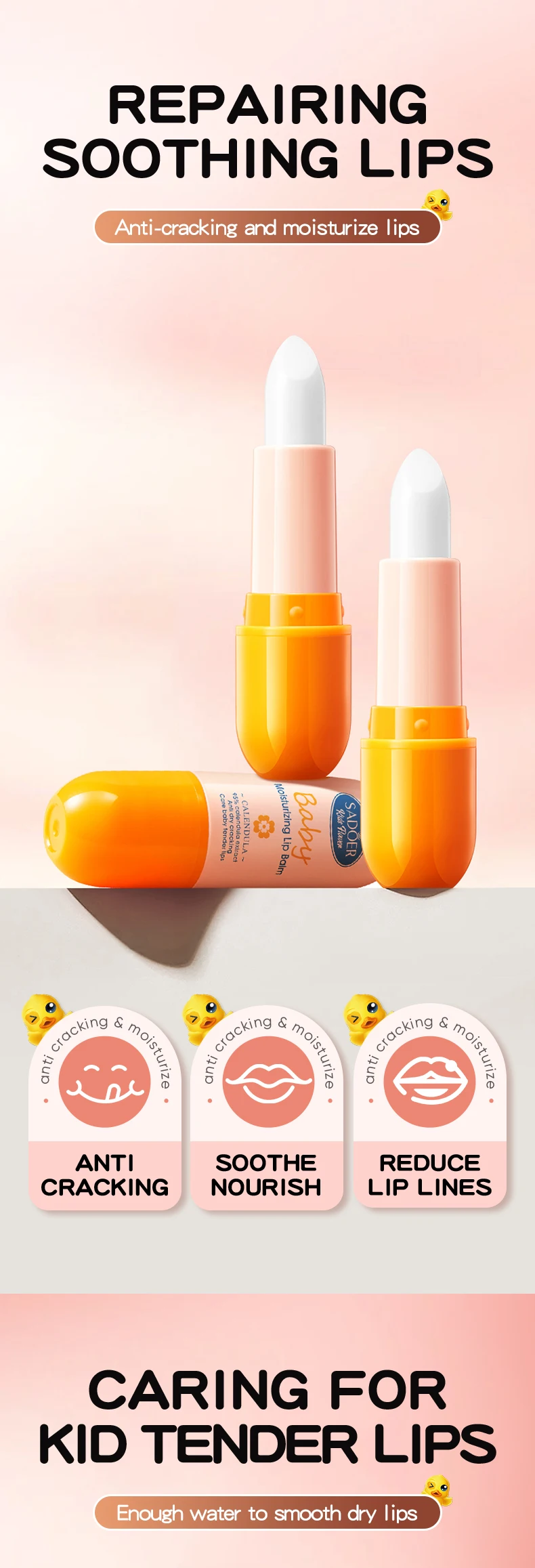 product oem korean skin care sadoer childrens calendula anti cracking nourishing lip balm moisturizing soothing lip balm for dry skin-4